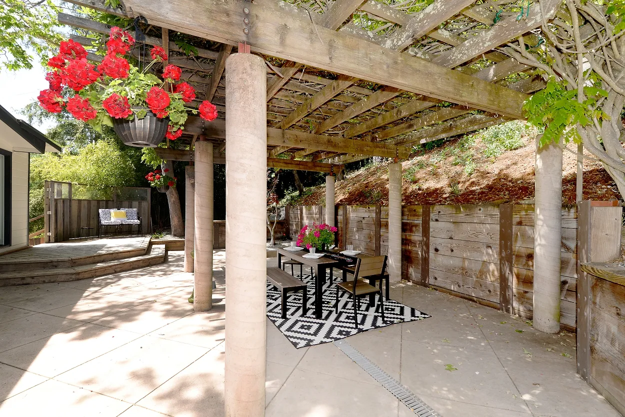 Backyard landscaping at the Ivy Project