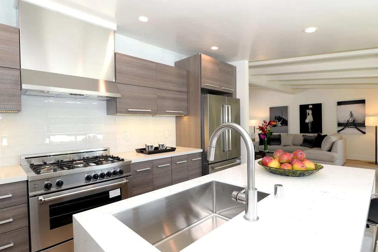 Kitchen detail and lighting at the Ivy Project