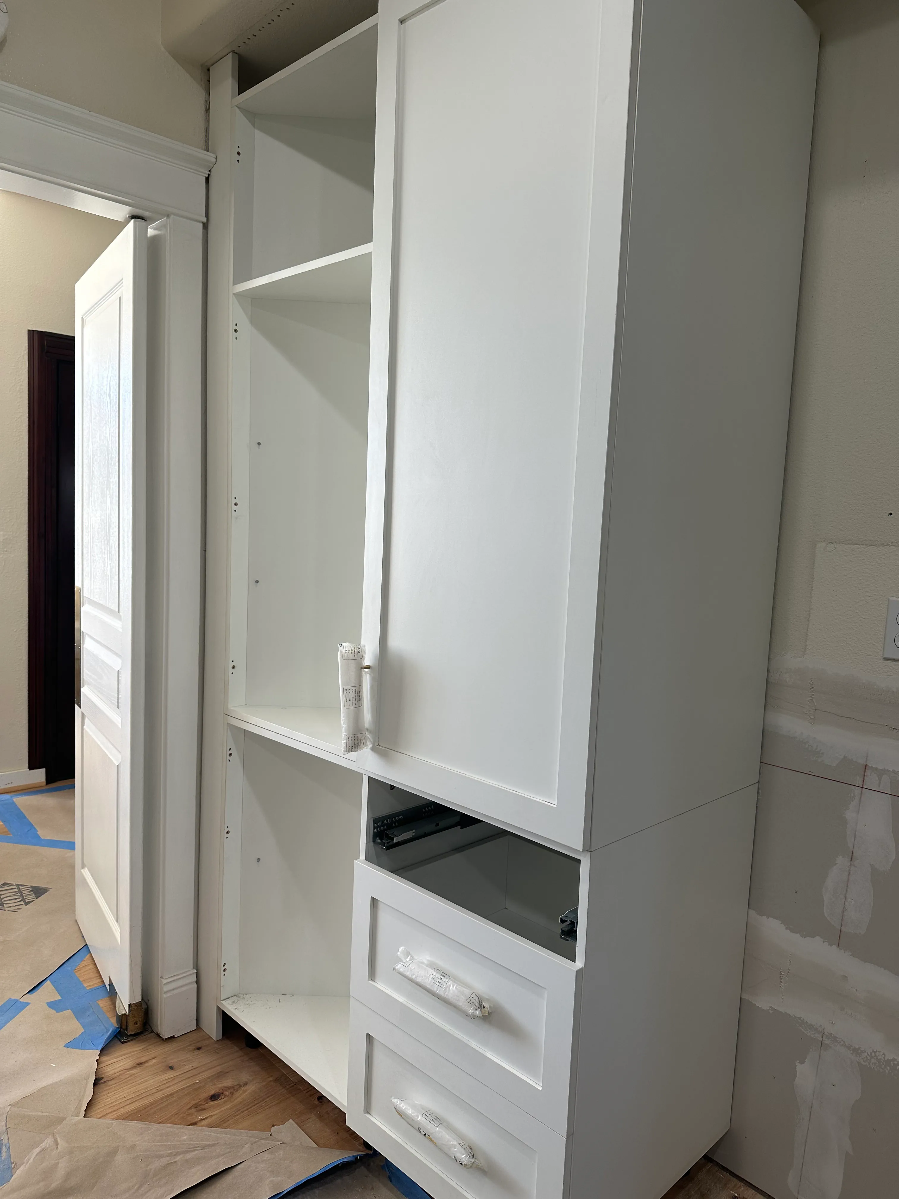 Cabinet framing preparation at Angelica Way