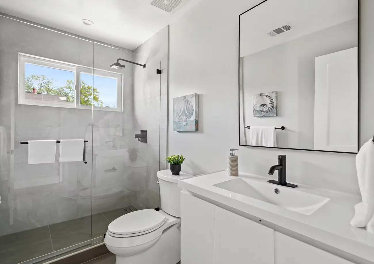 Primary bathroom at the Blair Project