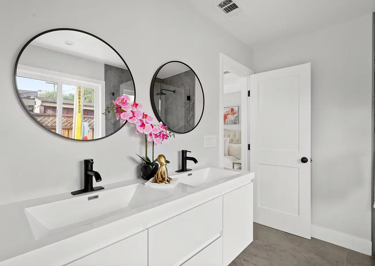Bathroom vanity and mirror at the Blair Project