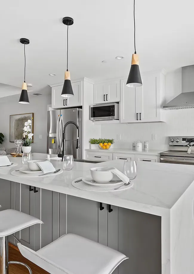 Kitchen countertops and backsplash at the Blair Project