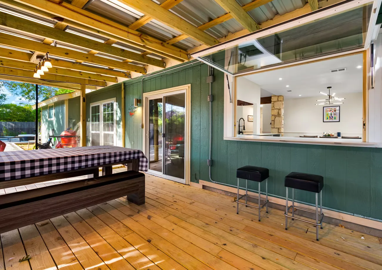 Backyard patio area at the Delvin project