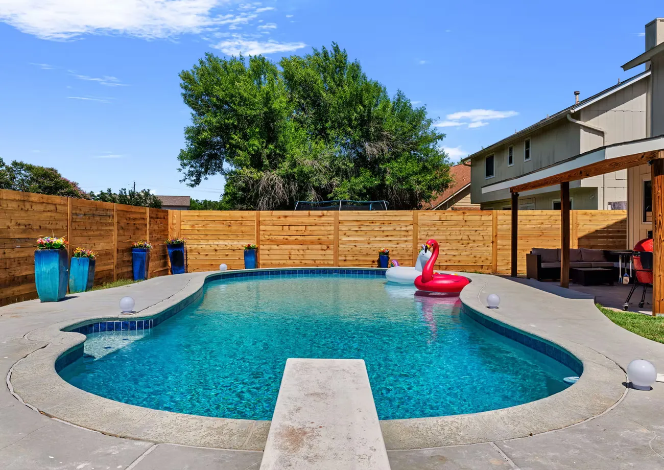 Backyard pool at the Frostwood project
