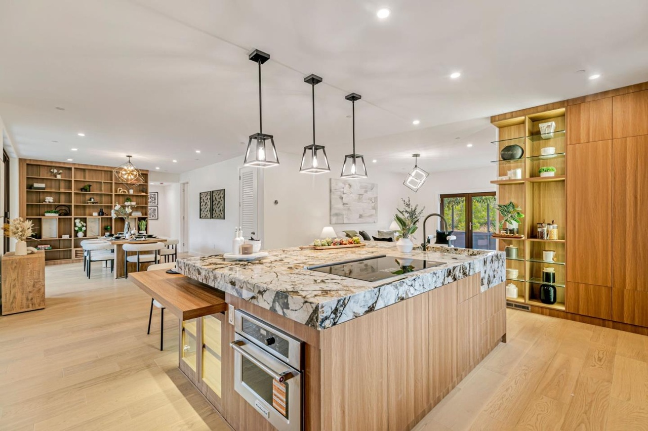 Kitchen detail showing custom cabinetry and countertops