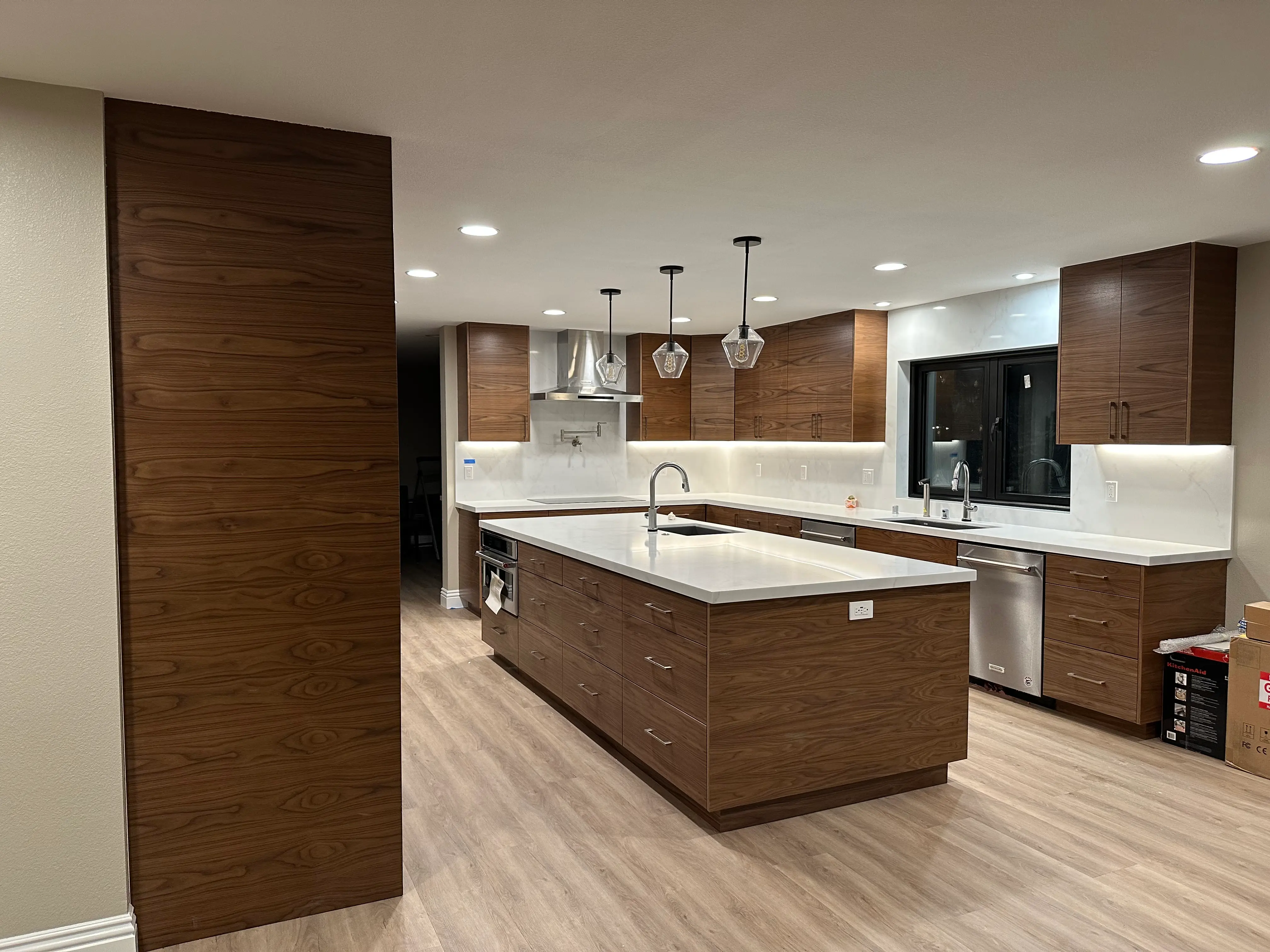 Completed kitchen overview at James property