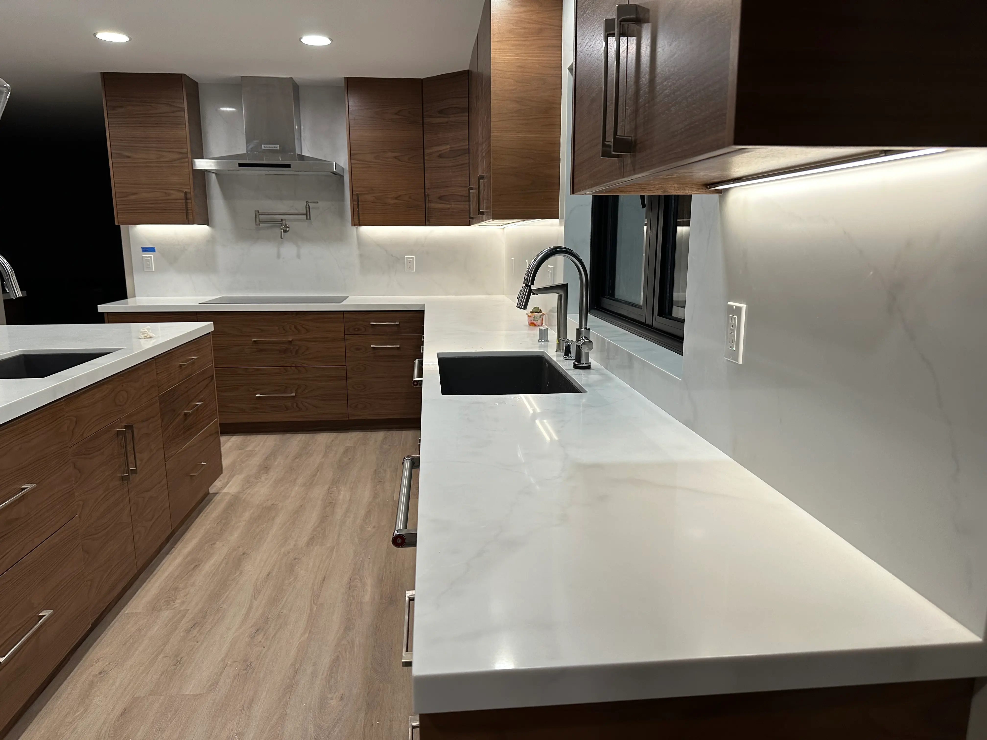 Kitchen island and seating at James rehab