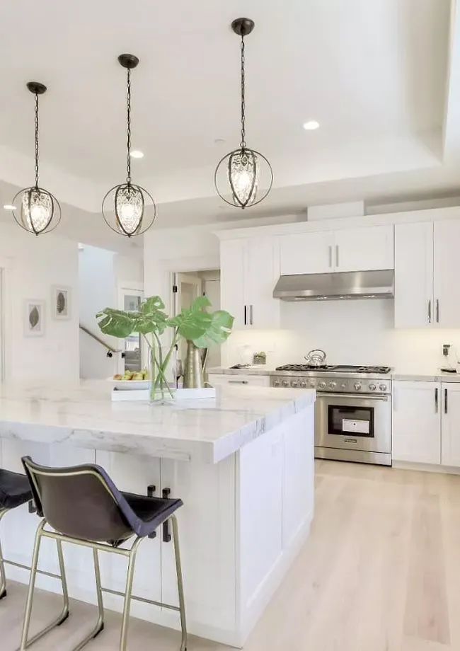 Kitchen island and countertops at Willow Glen